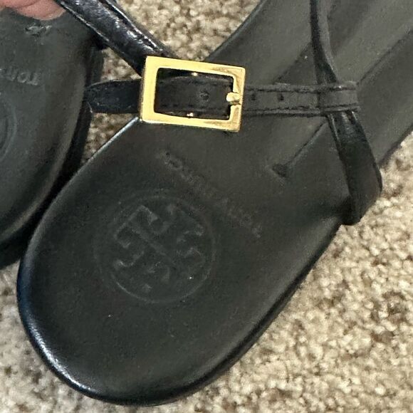Tory Burch Emmy Black Leather Sandals 7.5 - Picture 2 of 5